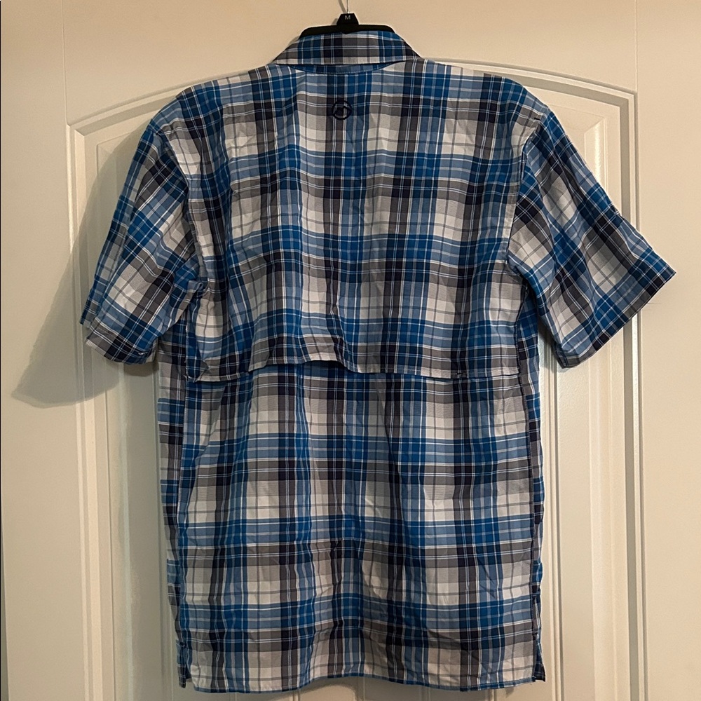 Magellan Men's Casual Blue and White Plaid Shirt - Picture 3 of 3